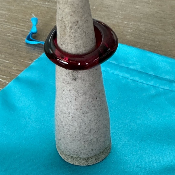 Baccarat Red Crystal Ring Sz 54 - Picture 6 of 8